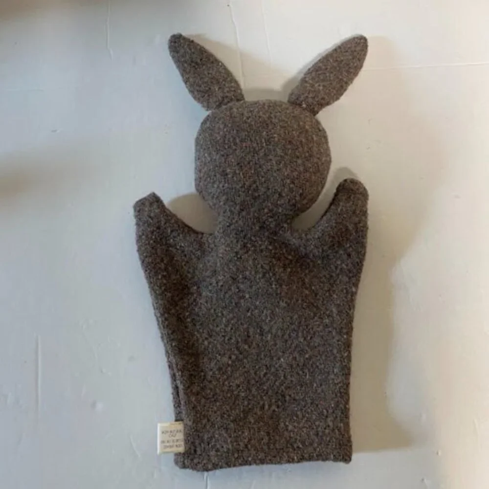 Quistitine Wool Bunny Rabbit Brown Tweed  Hand Puppet - One Size - Picture 5 of 6
